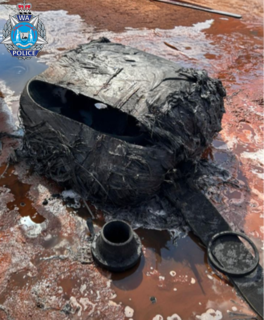 It might look like headwear of a science fiction character who reveals only their eyes, but this is what the junk looked like once the fire was put out.